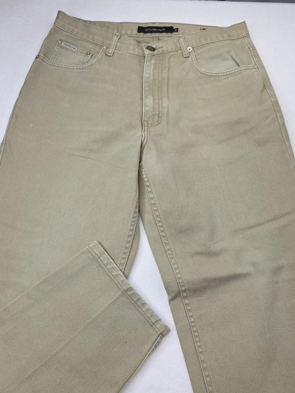 Calvin Klein Men's Casual Straight-Leg Jeans Beige Tan Size 34 CS-3671